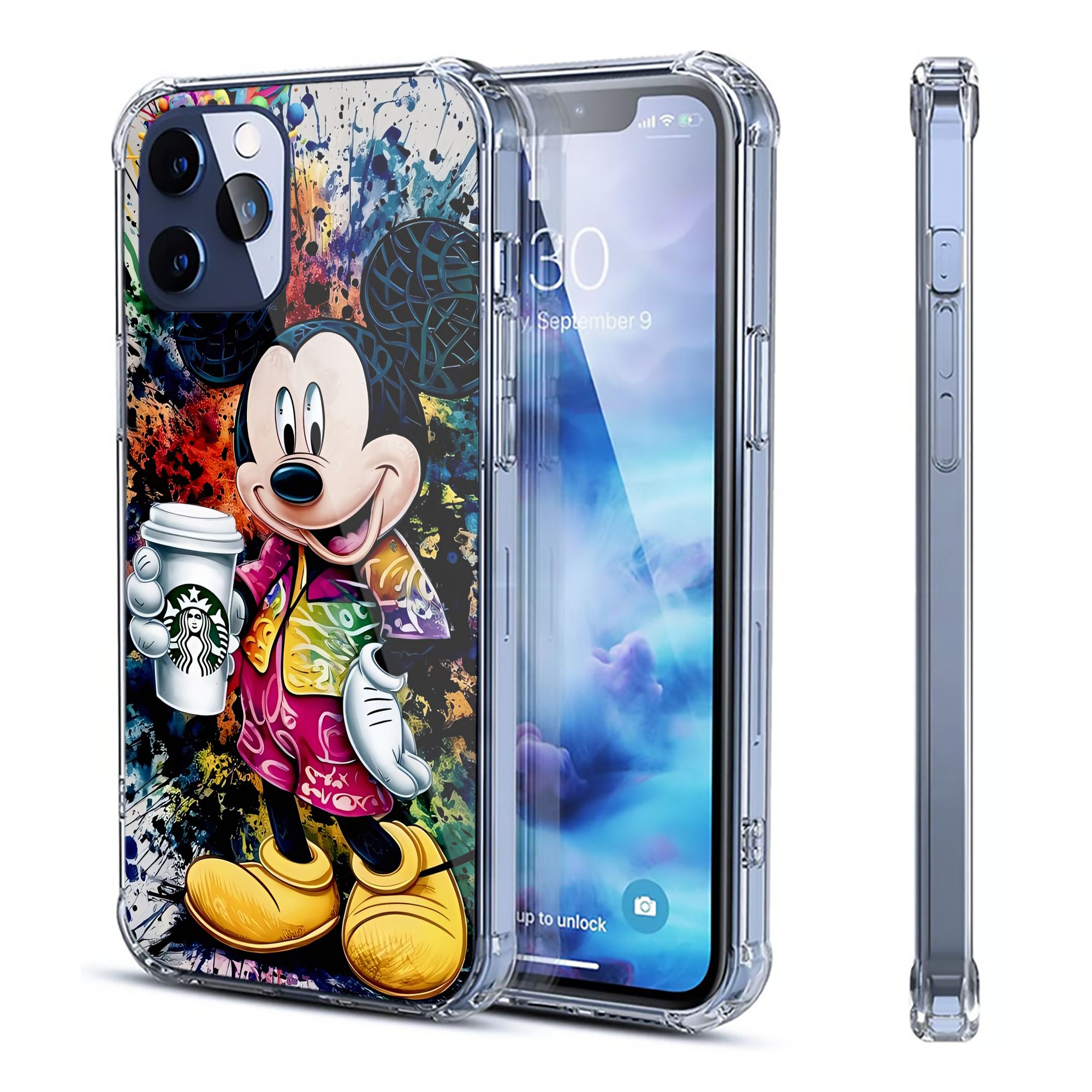 （画像用） ミッキーマウス Mickey Mouse 【iPhone 12シリーズ対応】透明スマホケース（クリアソフトケース）